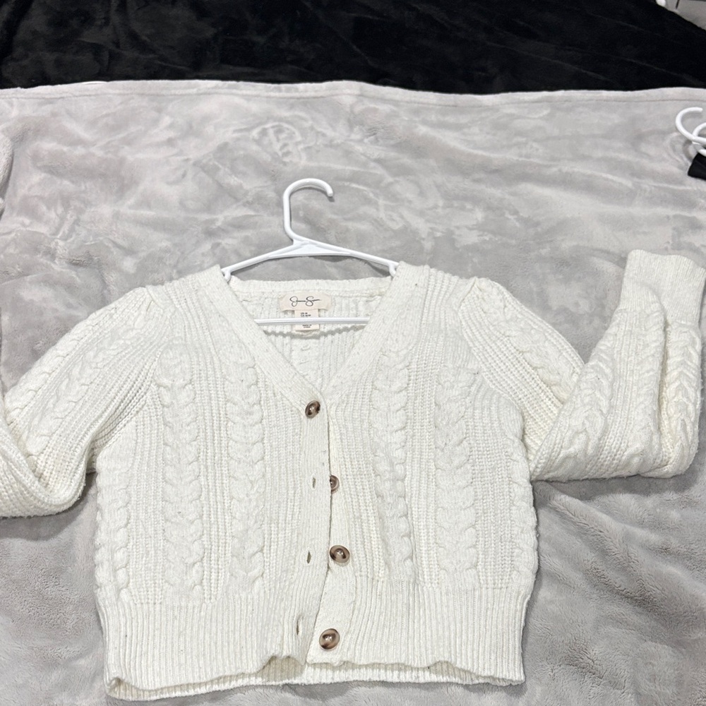 Jessica Simpson Ivory Cable Knit Cardigan